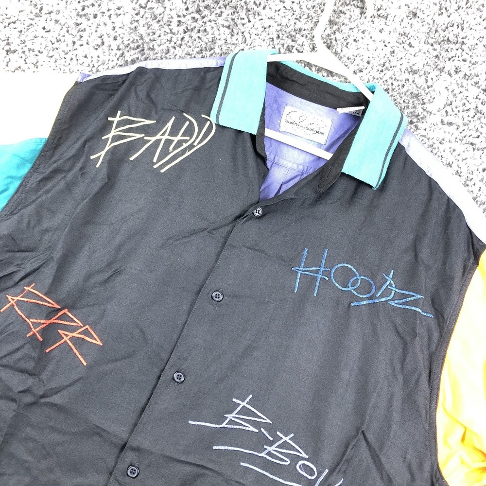 Vintage City Code Shirt Mens Large Black Graffiti Hip Hop B-Boy 90s Streetwear